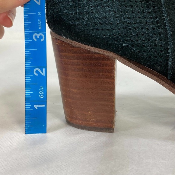 Toms Boots Womens Sz 9 Black Suede Block High Heel Ankle Round Toe Side Zip - Picture 6 of 7